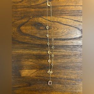 Kate Spade Gold Necklace with pink jewels